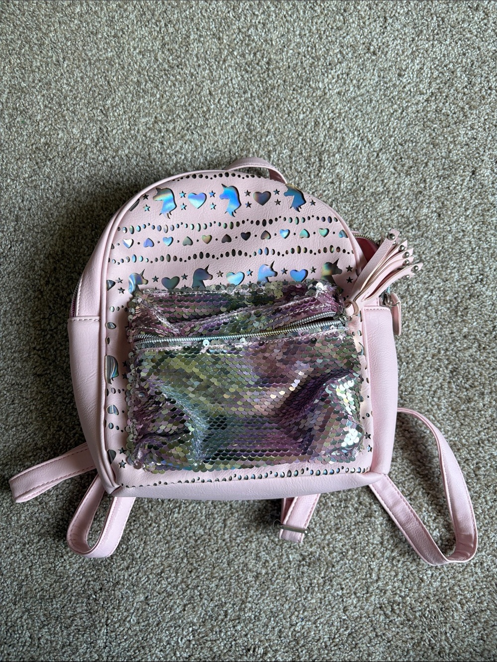 Pink Sequin Accent Mini Backpack
